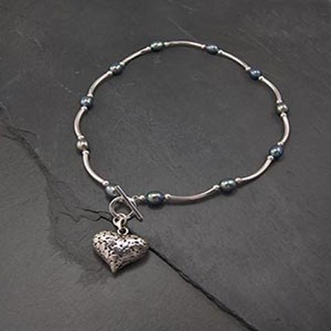 Sweet Heart Bracelet- Dark Pearls